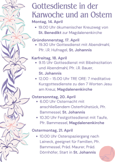 Übersicht Ostergottesdienste